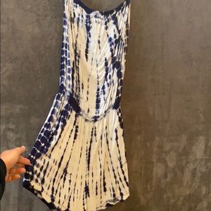 strapless, tie-dyed romper